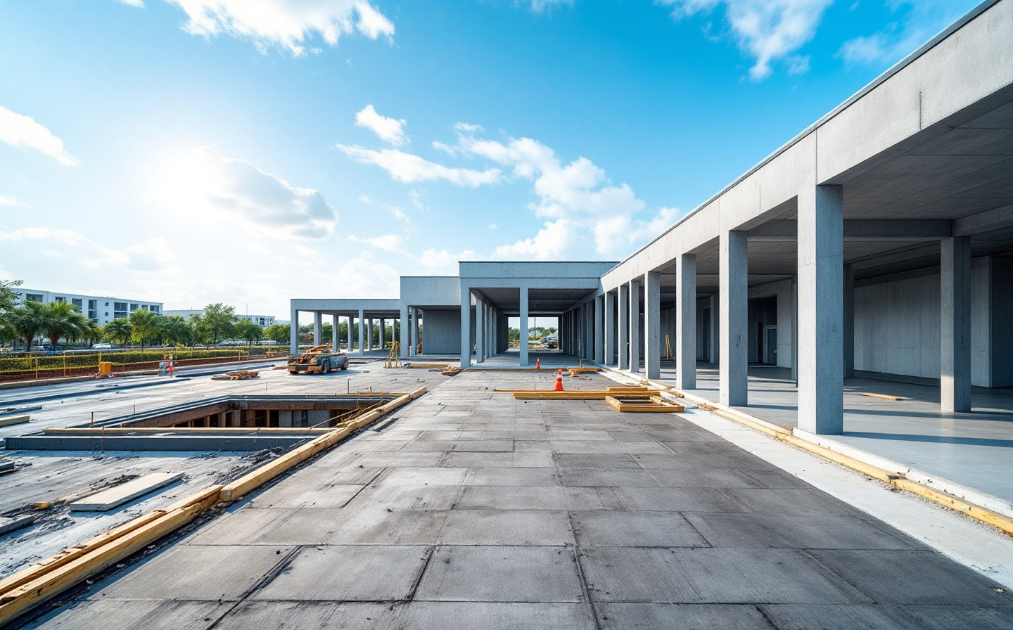 Commercial job site during a progress draw inspection